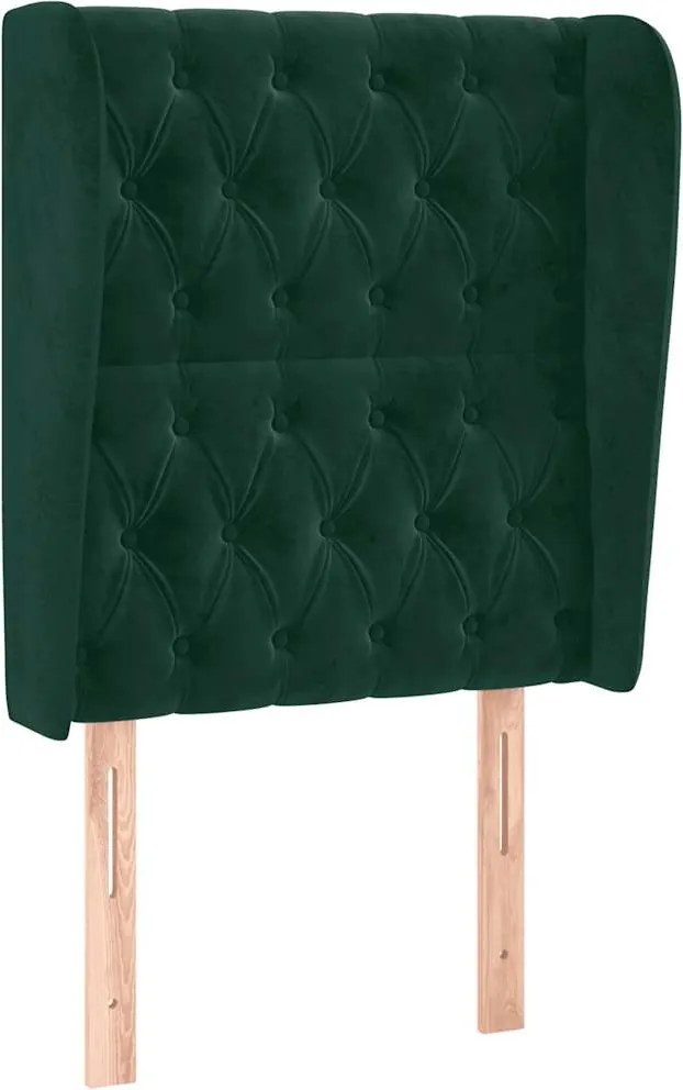 vidaXL Tăblie pat cu aripioare verde închis 83x23x118/128 cm catifea