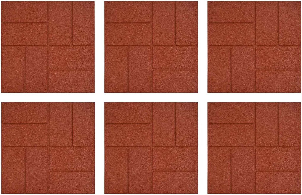 vidaXL Piatra de pași 6 pcs Roșu 40,5 x 40,5 x 2 cm Cauciuc