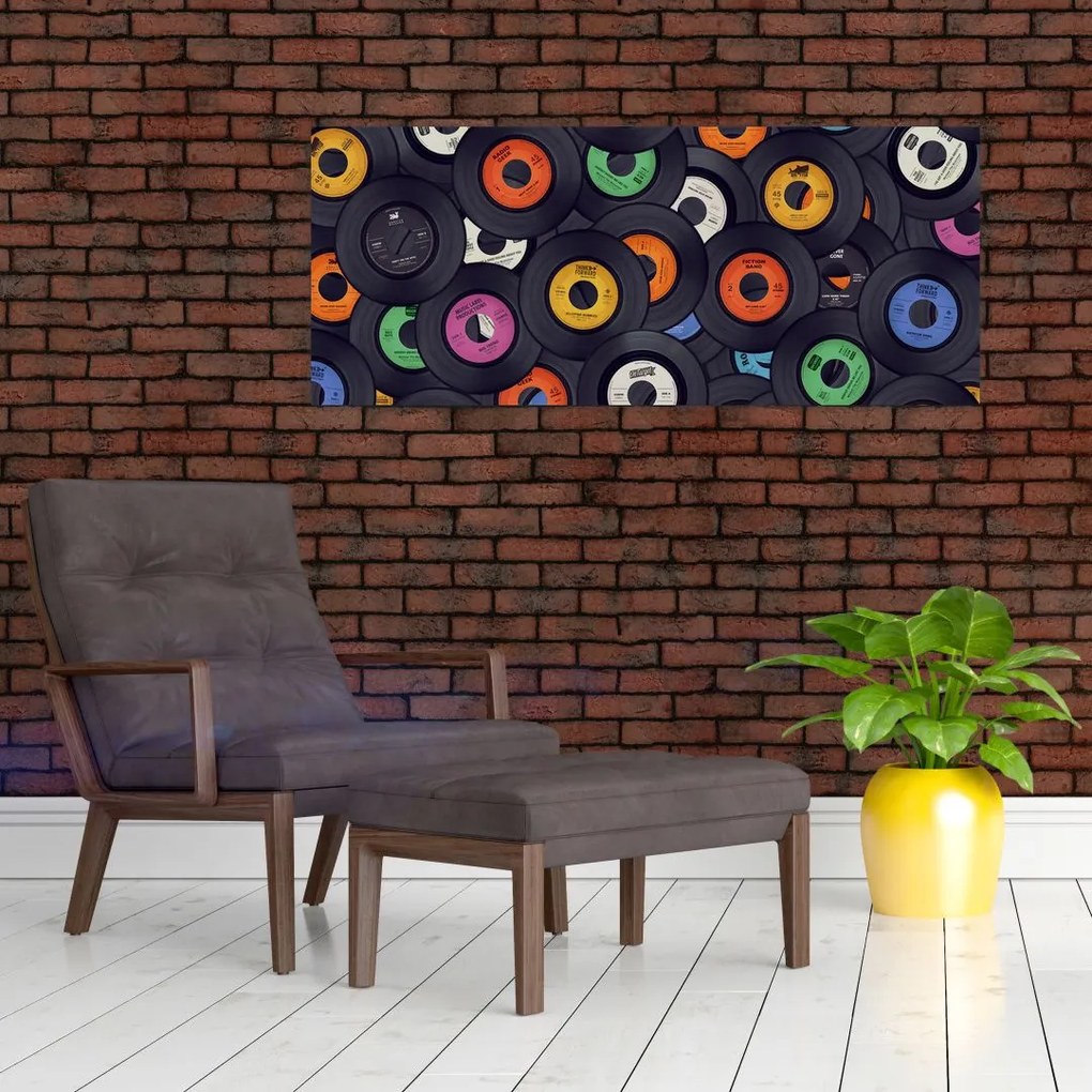 Tablou - plăci de gramofon (120x50 cm)