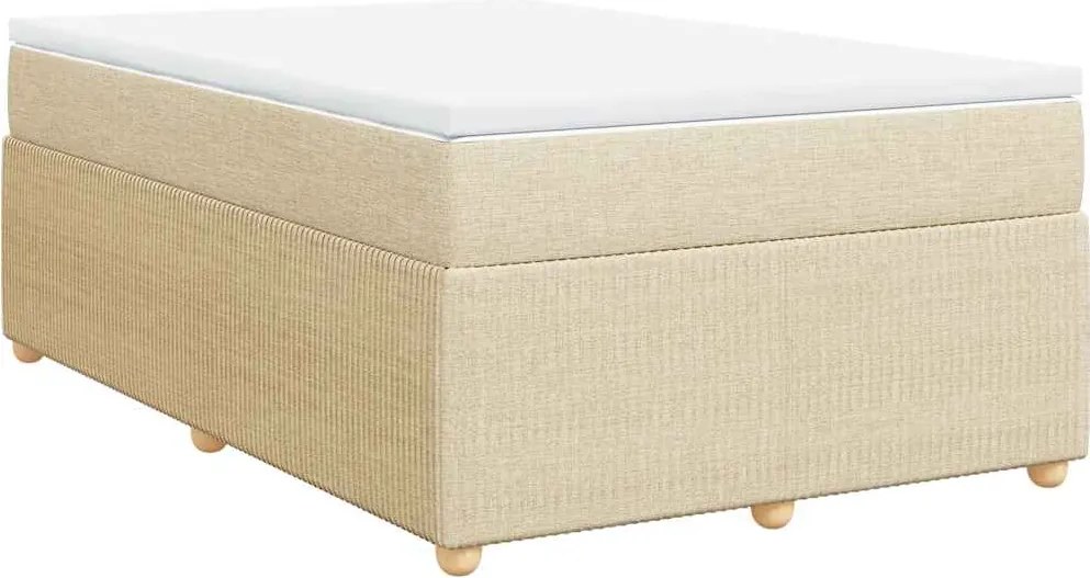 vidaXL Pat continental cu saltea, crem, 120x190 cm, textil