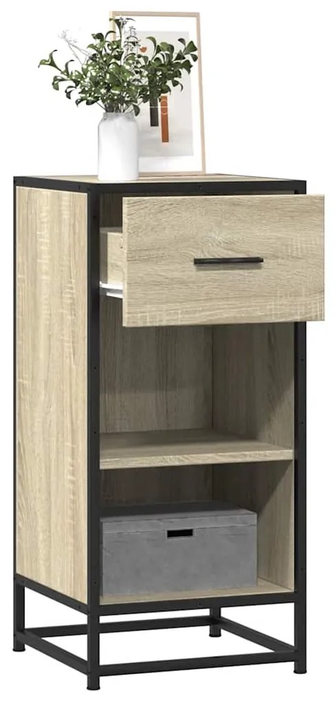 vidaXL Dulap, stejar sonoma, 35,5x35x76 cm, lemn prelucrat și metal