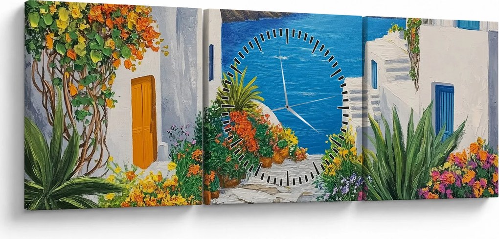 Tablou - Alee grecească (cu ceas) (90x30 cm)