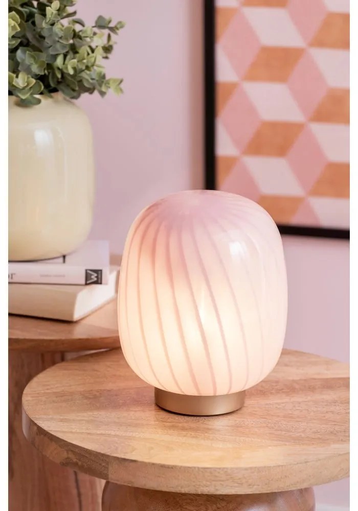Veioză roz-deschis cu abajur din sticlă (înălțime 20 cm) Summer Globe – Leitmotiv