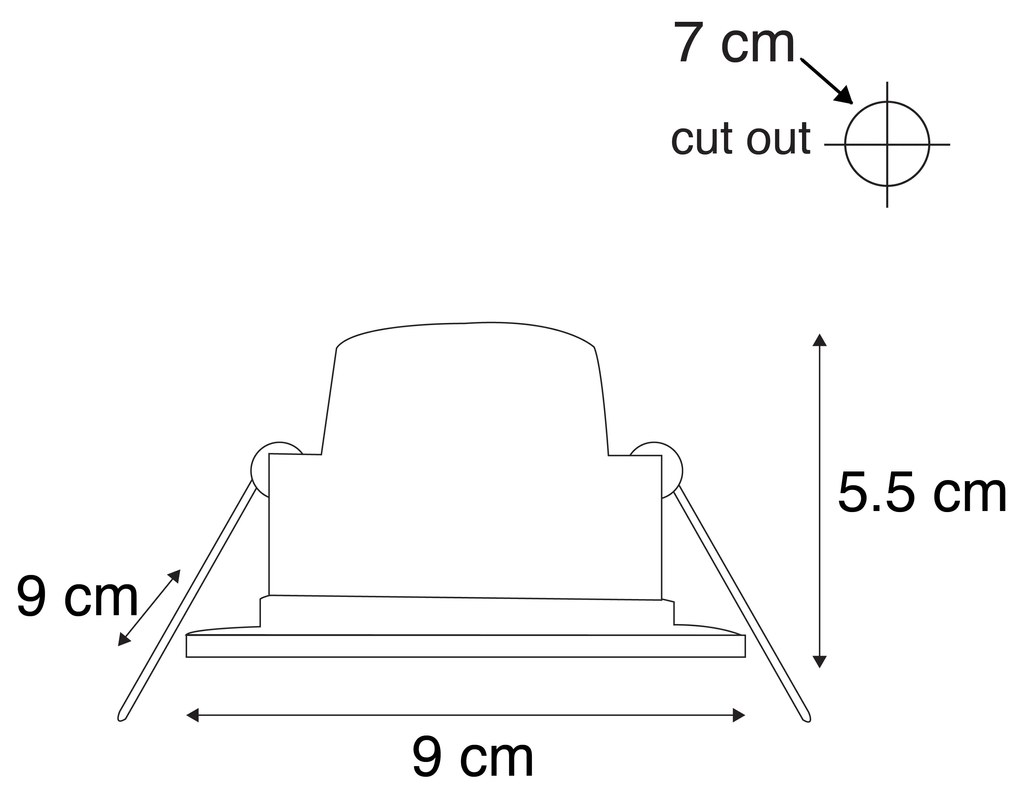 Set de 6 spoturi îngropate negre inclusiv LED cu dimmer în 3 trepte IP65 - Simply