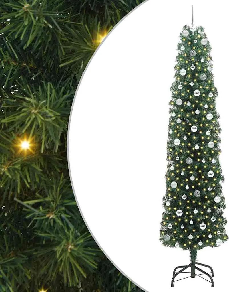 vidaXL Brad de Crăciun artificial Verde 240 cm PVC și oțel și plastic