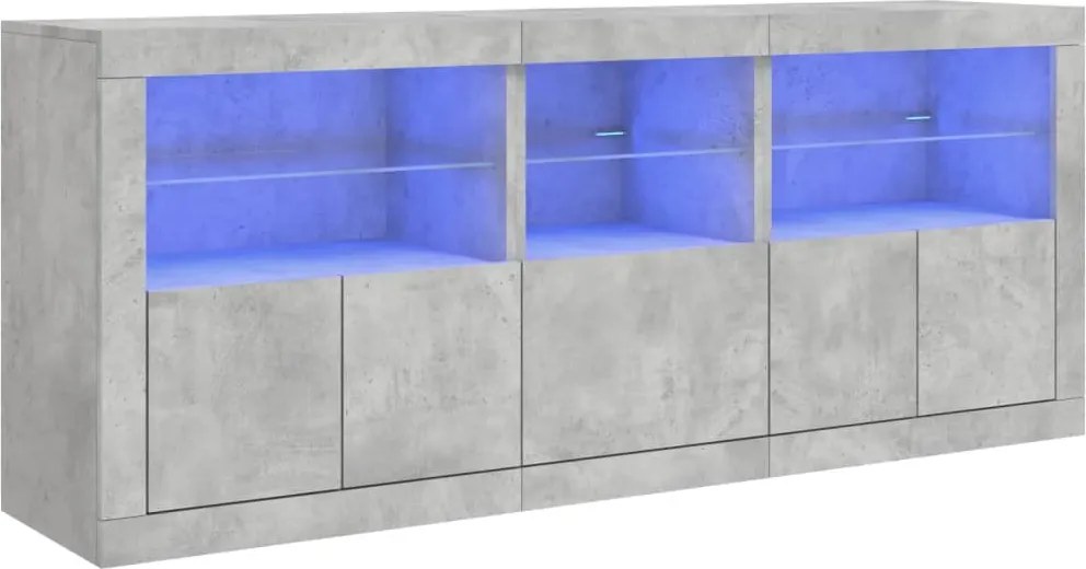 vidaXL Dulap cu lumini LED, gri beton, 162x37x67 cm