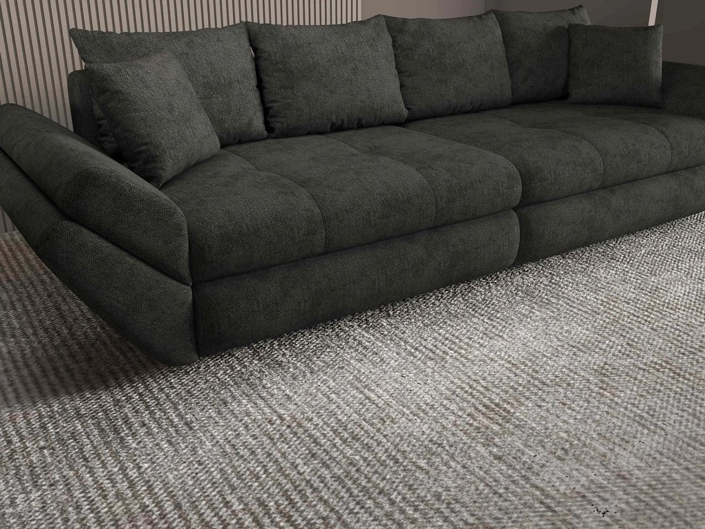 Canapea extensibilă dumonde cu ladă de depozitare si sezut confortabil din spuma high-density, Loana Enjoy Negru 300x100 cm