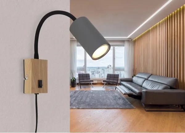 Lampă de perete flexibilă ROBBY 1xGU10/25W/230V neagră/maro Globo 57911WG