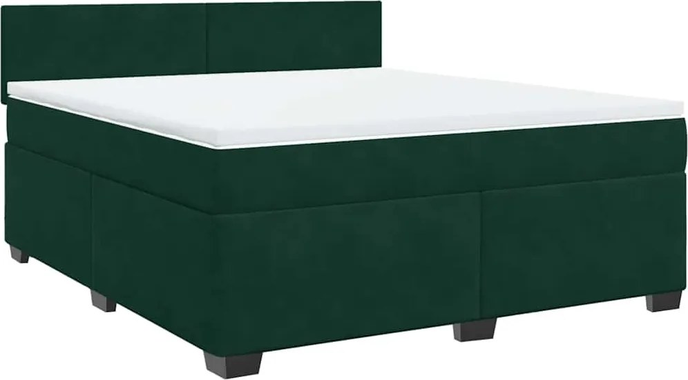 vidaXL Pat box spring cu saltea, verde închis, 180x200 cm, catifea