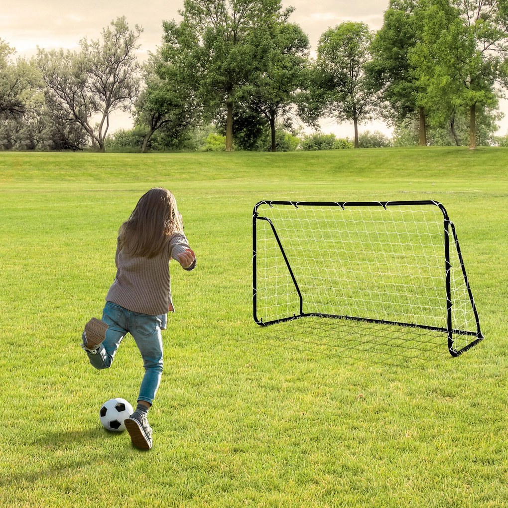 HOMCOM But de fotbal - portiță de fotbal - but de antrenament dim. 203L x 81l x 120H cm - șasiu metal epoxidic poliester - pichete incluse - negru | Aosom Romania