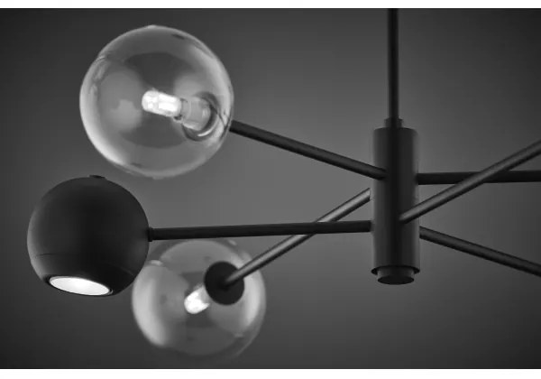 Lustră pe tijă Jupiter 1995 MOKA 3xGU10/10W/230V + 3xG9/10W/230V negru/transparent