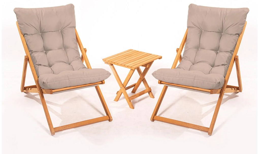 Set mobilier de grădină masă și scaune Kikadu 5 (maro + natural) (pentru 2 persoane). 1093851
