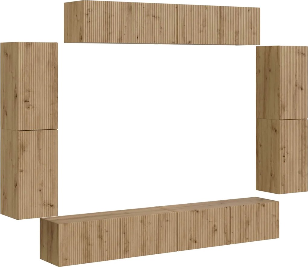 vidaXL Cabinet TV 8 pcs Stejar Artizanal