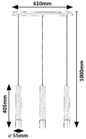 Lustră pe cablu BRAULIA 3xGU10/50W/230V fag Rabalux 72133
