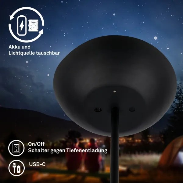 Briloner 1500015 - Lampadar LED ESTATE, reglabil, 8W/5V, 4000 mAh, negru