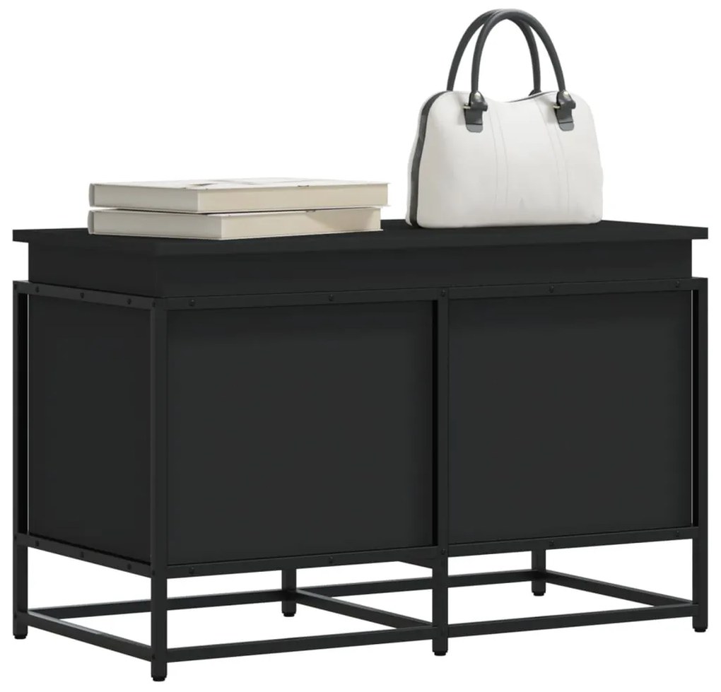 vidaXL Cutie de depozitare cu capac negru 80x40x51,5 cm lemn prelucrat