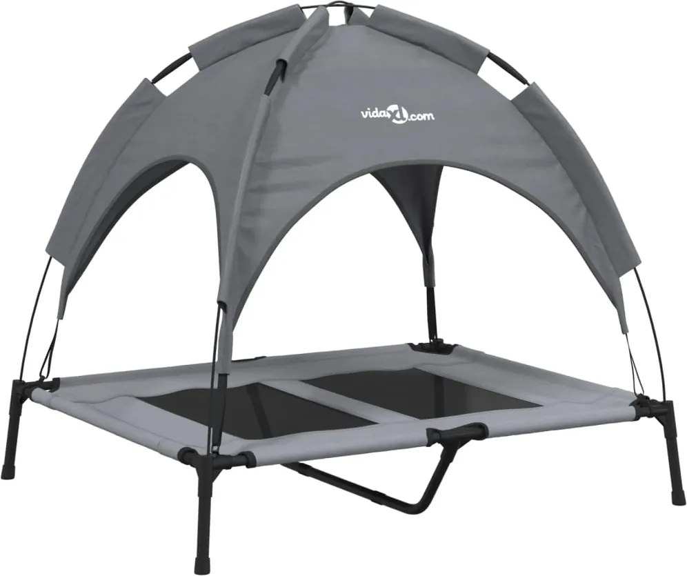 vidaXL Pat de câini cu baldachin, antracit, țesătură Oxford și oțel