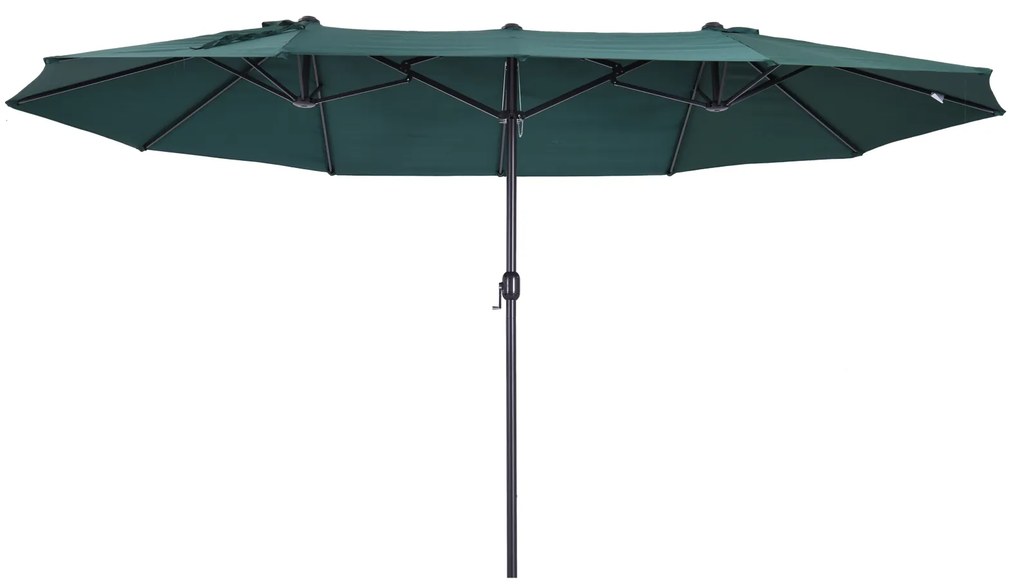 Outsunny Umbrelă Dublă de Grădină, Protecție UV, Manivelă pentru Deschidere, 460x270x240 cm, Verde | Aosom Romania