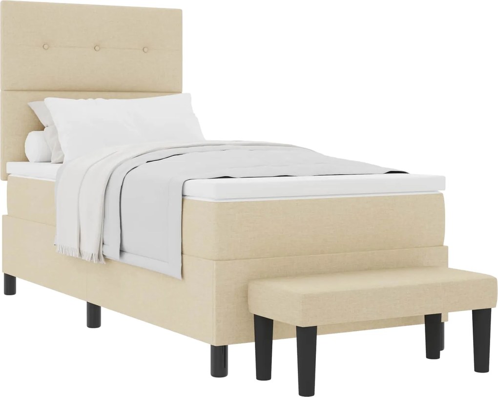 vidaXL Pat cu arcuri cu saltea cu headboard Crem 80 x 200 cm țesătură