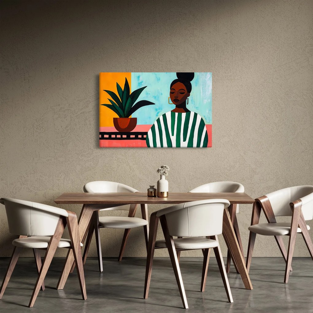 Tablou - Femeie cu floare (90x60 cm)