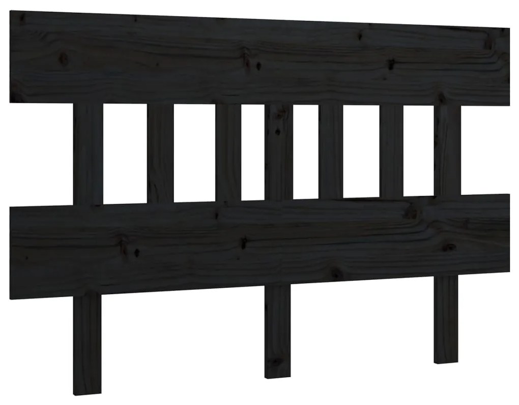 819114 vidaXL Tăblie de pat, negru, 123,5x3x81 cm, lemn masiv de pin