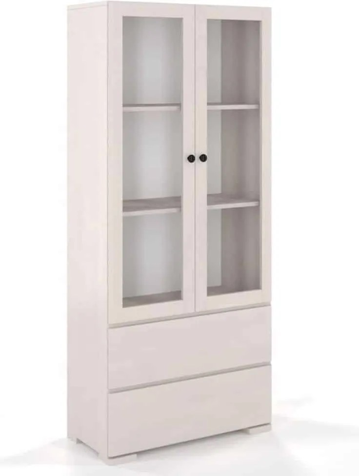 Vitrină lemn masiv TerraCraft Fag 2 Sertar, 80 × 38 × 182 cm - Natural