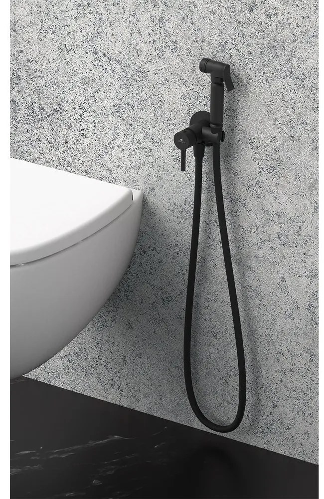 Dus igienic cu baterie Rubineta Ultra monocomanda finisaj negru mat