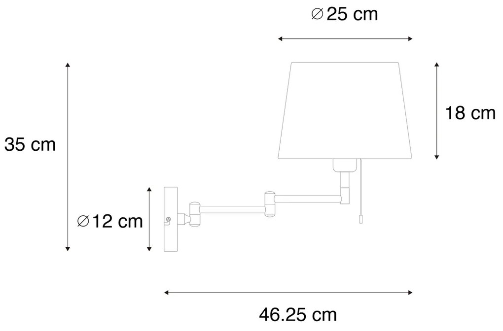 Aplică neagră cu abajur negru și braț reglabil - Ladas Deluxe