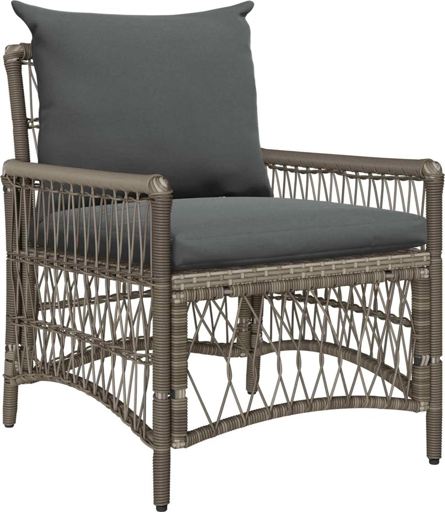 vidaXL Scaun pentru Grădină cu pernă Gri 73 x 61 x 77 cm poliratan