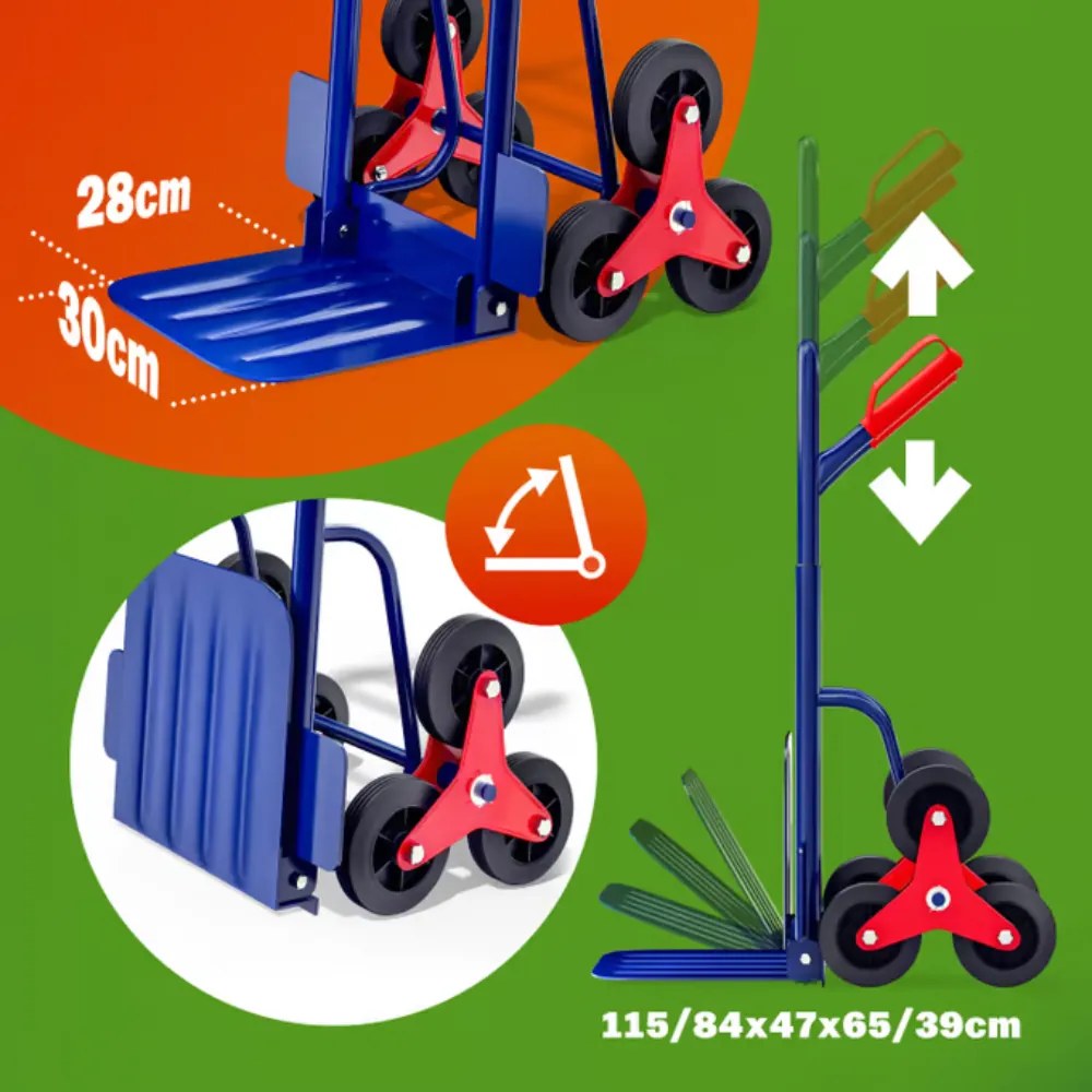 Cărucior pentru scări CART, max. 200kg, albastru Gardebruk