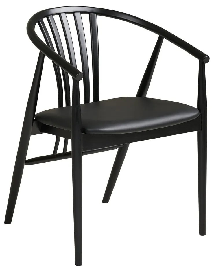 Scaun de dining negru cu cotiere din lemn de fag Agustin – House Nordic