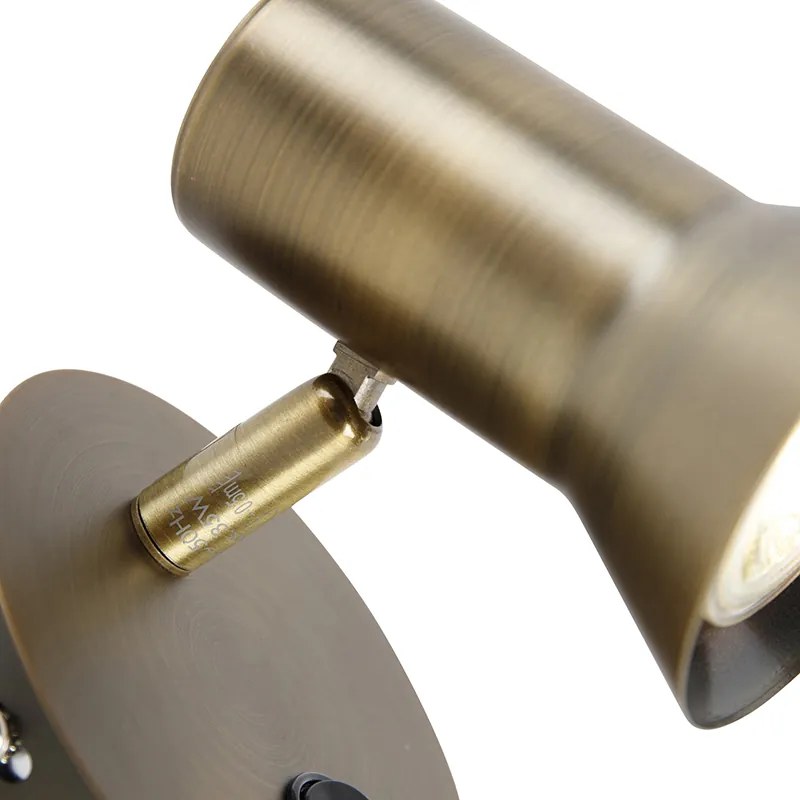 Spotlight de perete din bronz, rotativ și înclinabil, cu întrerupător - Karin 1