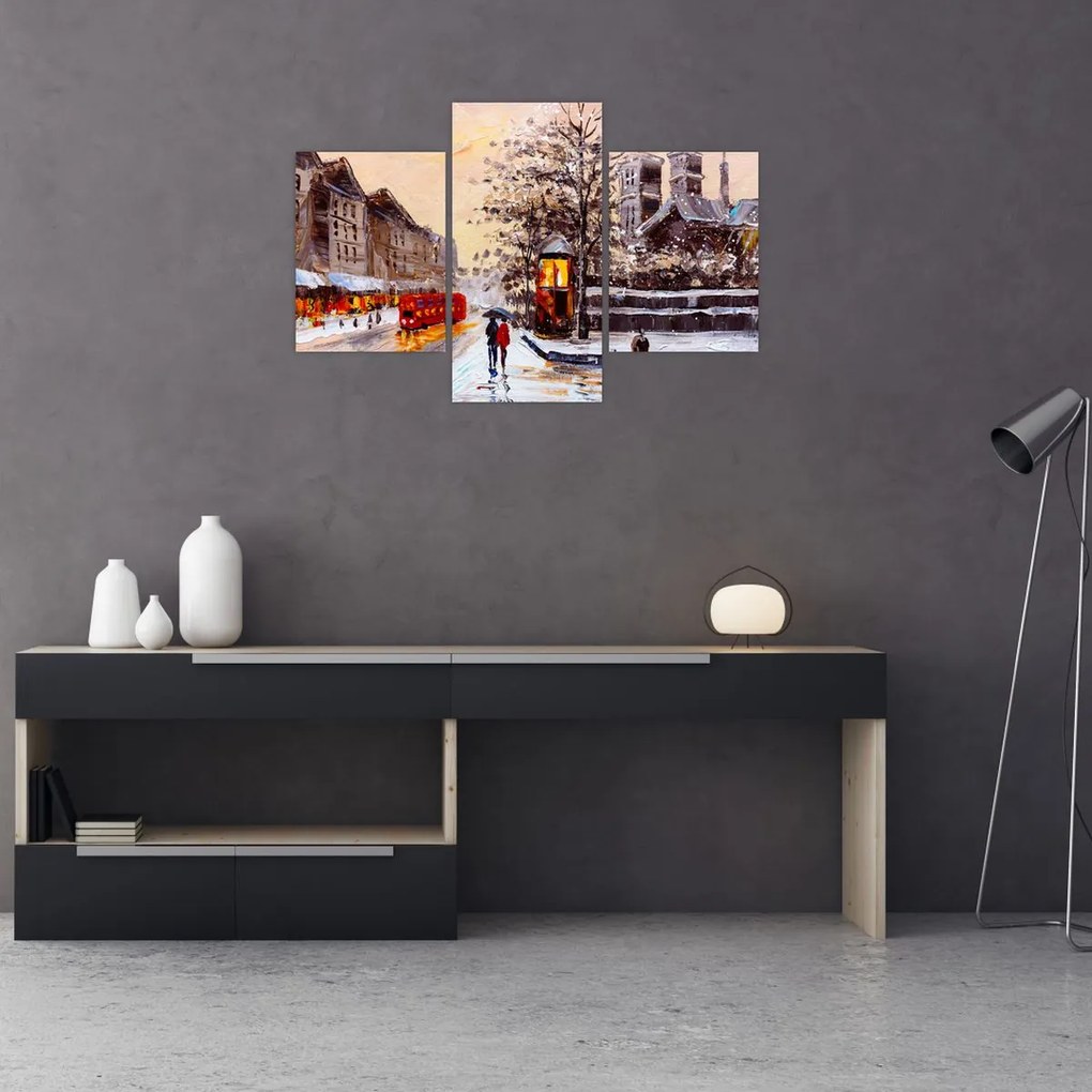 Tablou - Pictură oraș iarna (90x60 cm)