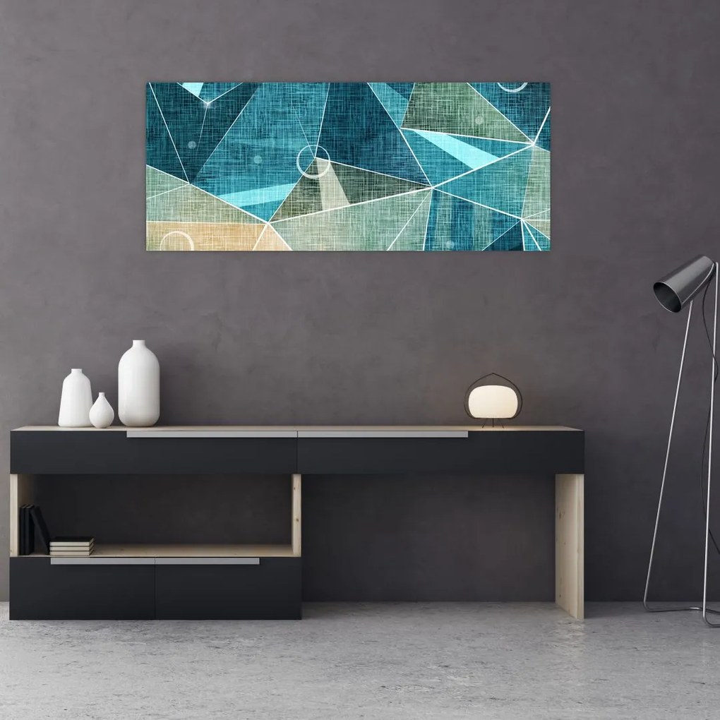 Tablou - Abstract turcoaz (120x50 cm)