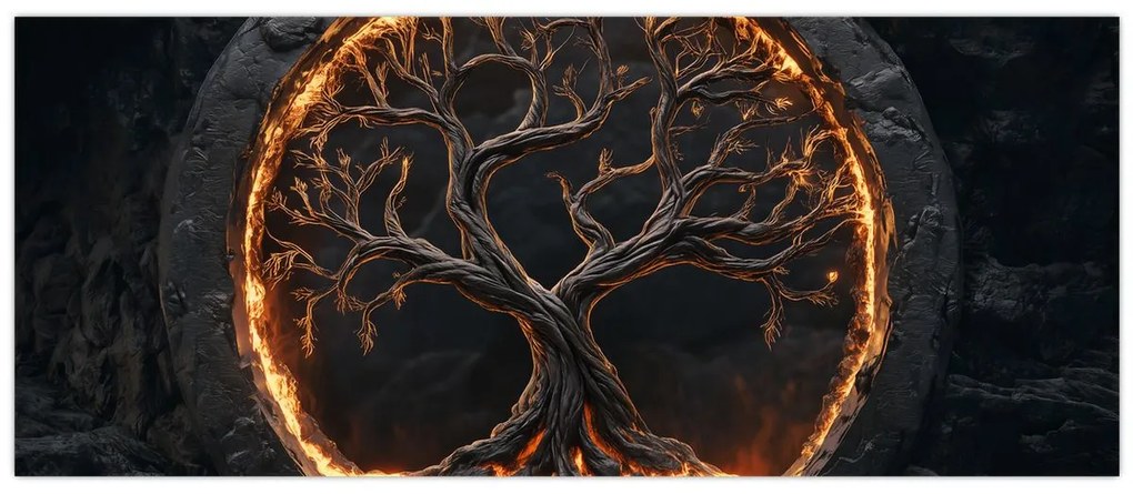 Tablou – Arborele vieții în lavă I. (120x50 cm)