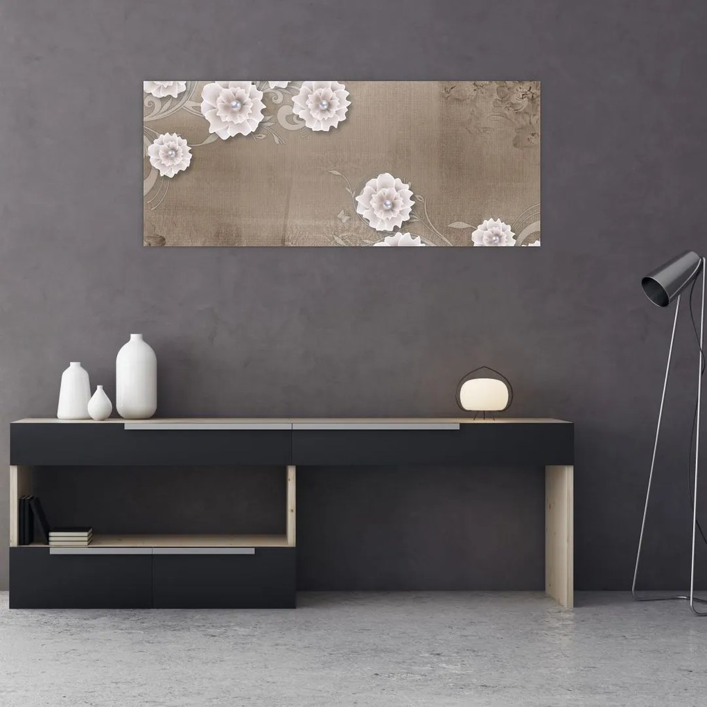 Tablou - Draperie cu flori (120x50 cm)