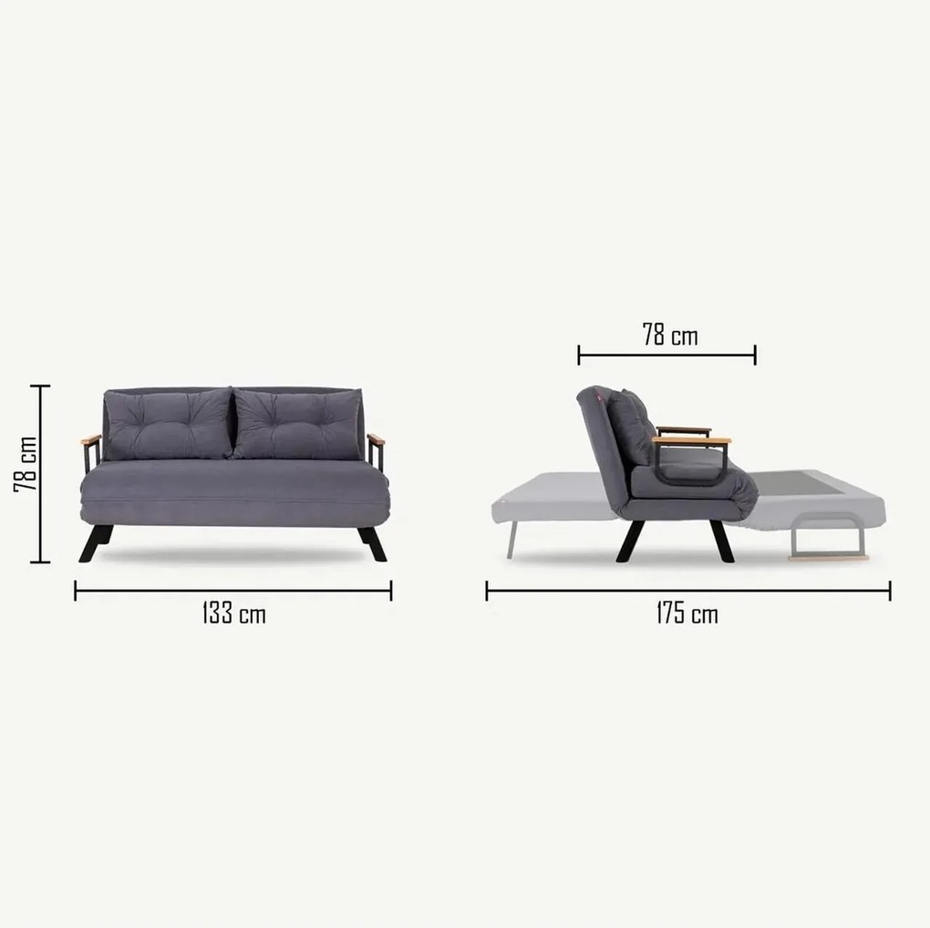 Canapea extensibila 2 locuri, Atelier del Sofa, 859FTN2709, Galben mustar