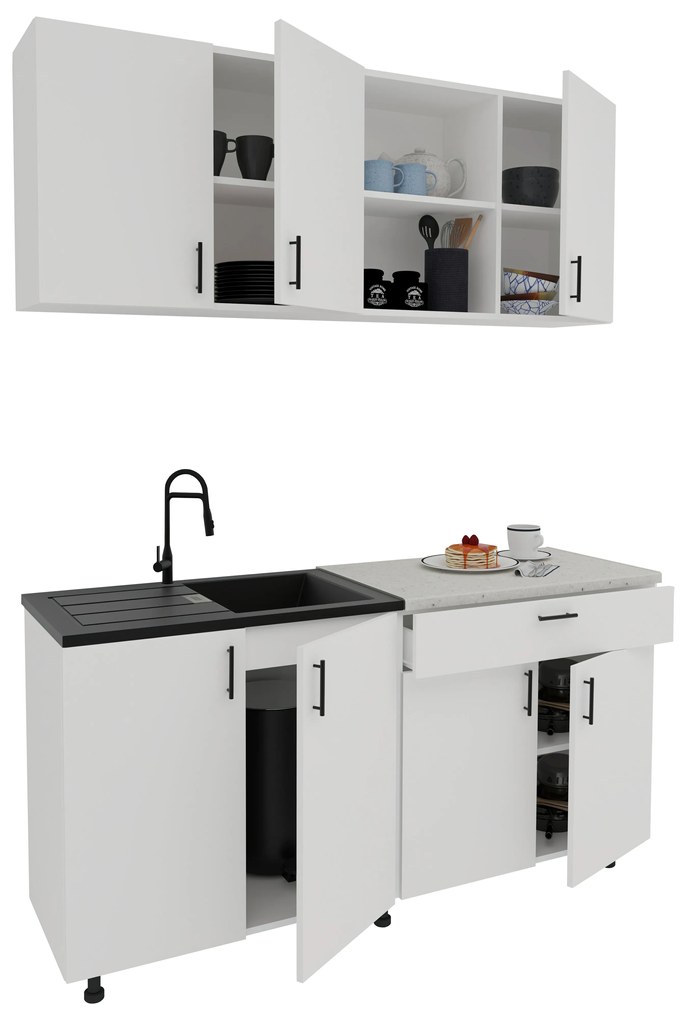 Bucatarie Roma, Alb, L 160 cm