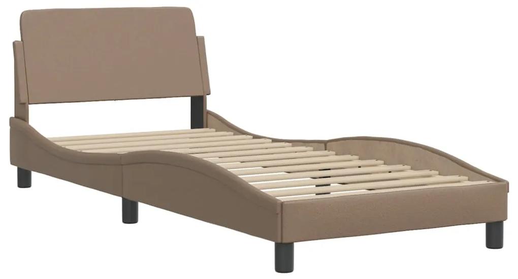 373082 vidaXL Cadru de pat cu tăblie, cappuccino, 80x200 cm, piele ecologică
