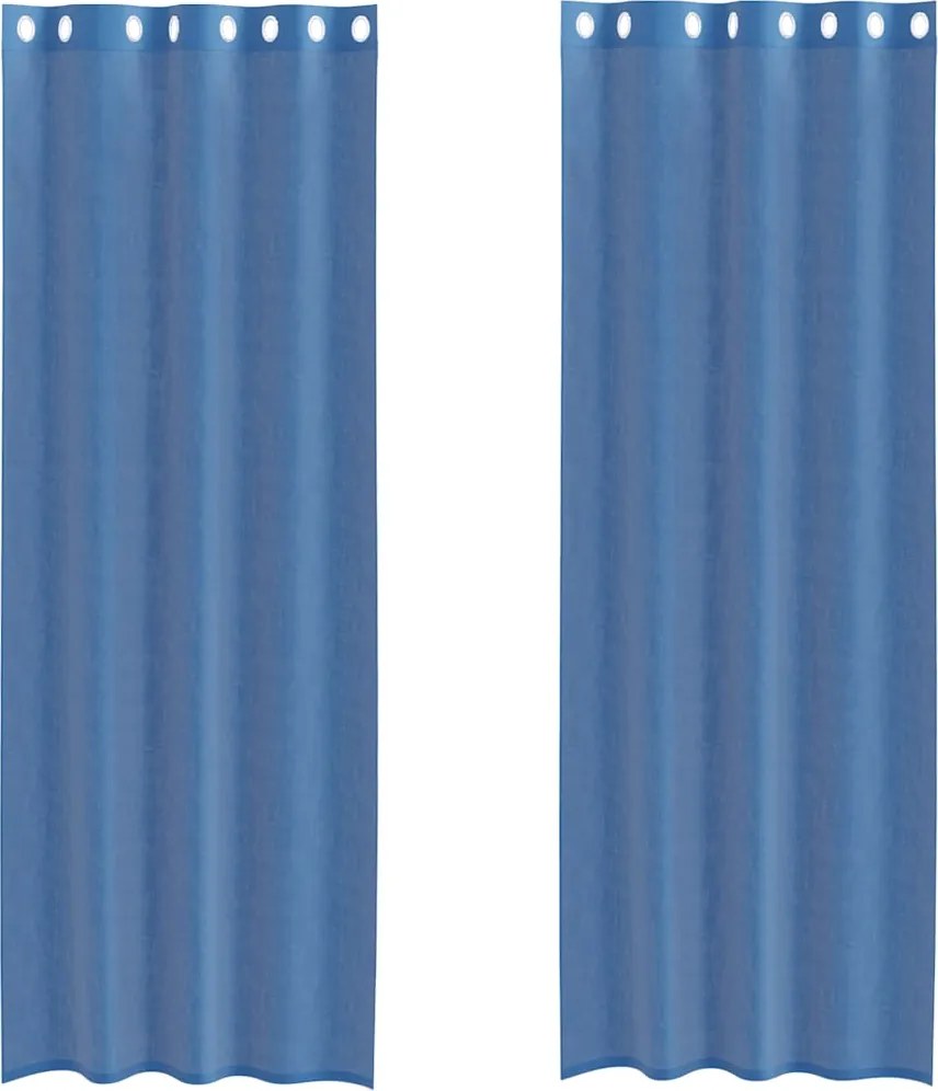 vidaXL Perdele Voile cu Oelii 2 buc Albastru Regal