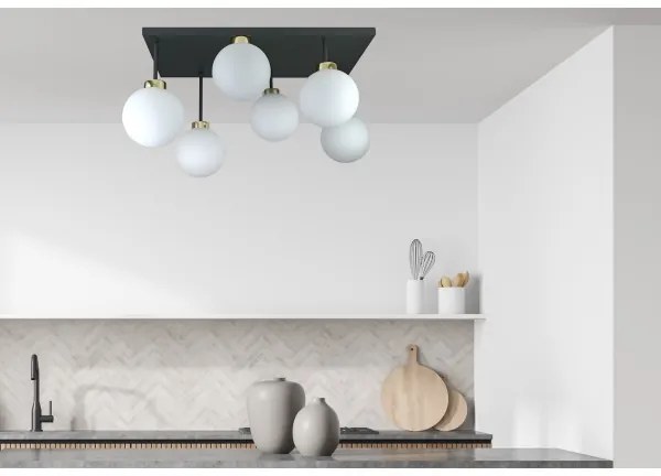 Lustră aplicată DEA 6xE14/60W/230V negru/auriu/alb