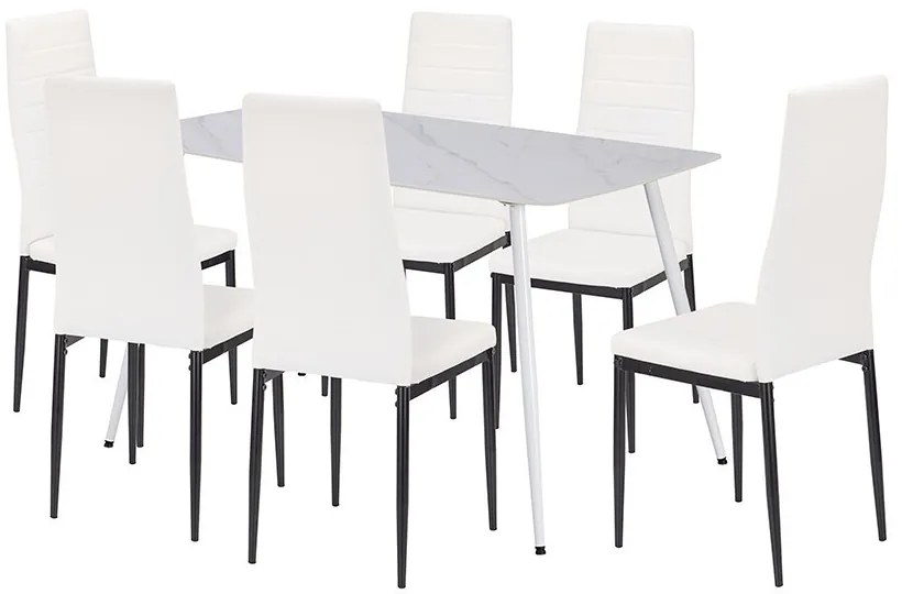 Renton 6+1 dining set alb-negru