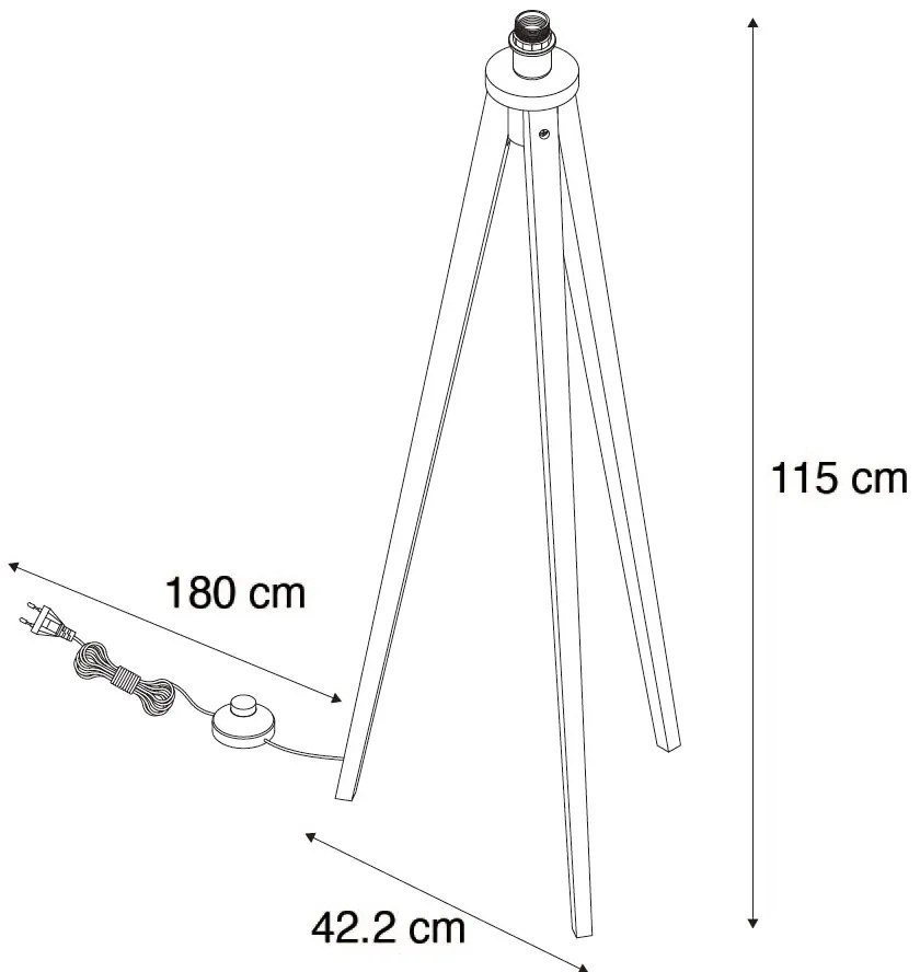 Lampă de podea rustică cu trepied din lemn de nuc - Tripod Classic