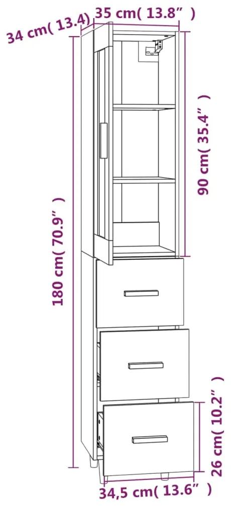 Dulap inalt,Beton Gri, 35x34x180 cm, lemn compozit