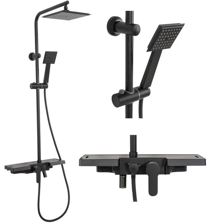 Baterie pentru dus Bravo negru mat - H 105 cm