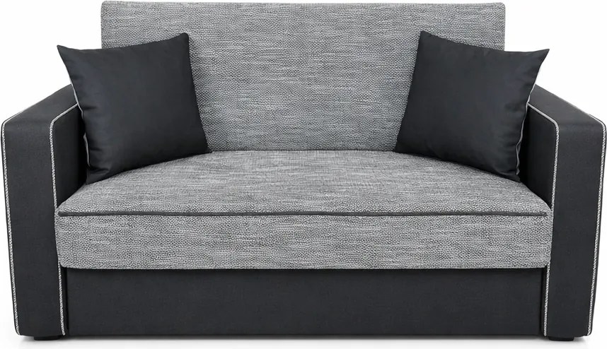 Canapea SAMY NEXT extensibila, 2 locuri, cu lada de depozitare, stofa gri inchis cu gri deschis, cadru metalic, 152x100x92 cm stofa, Gri Inchis + Gri