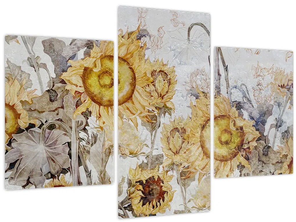Tablou - Floarea-soarelui pe perete (90x60 cm)