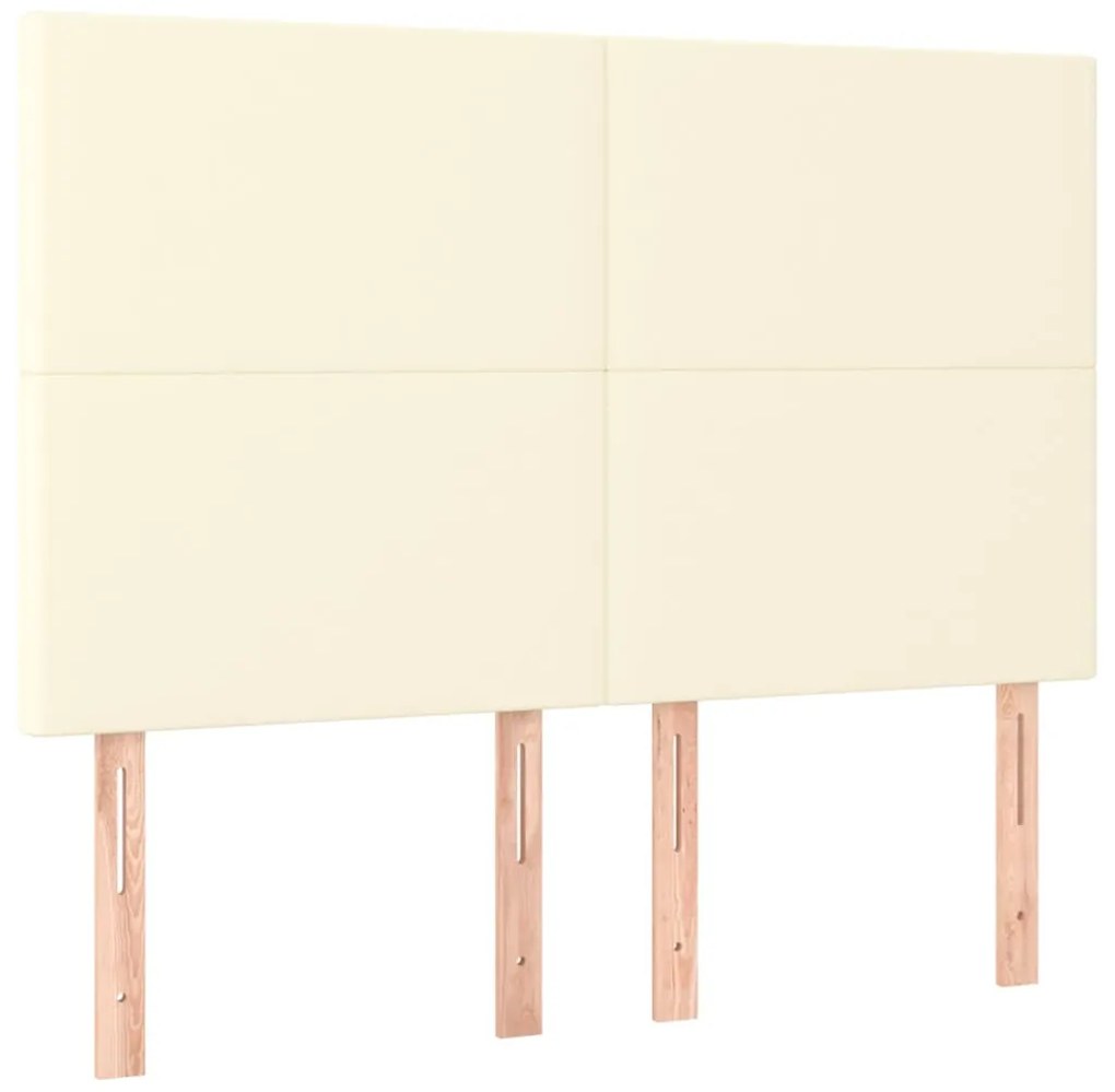 vidaXL Tăblie de pat crem 144x5x118/128 cm piele ecologică