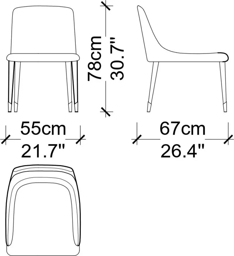 Scaun lemn masiv dining Capella, 55 × 67 × 78 cm