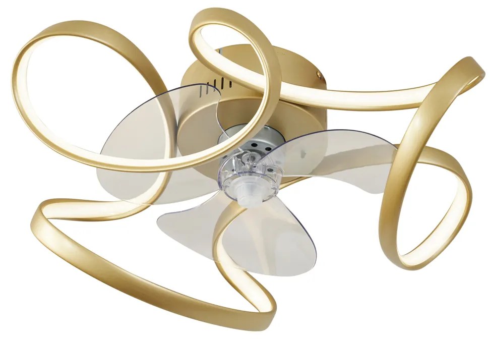 Ventilator de tavan alamă 55cm incl. LED Dimmabil cu telecomandă - Mandy